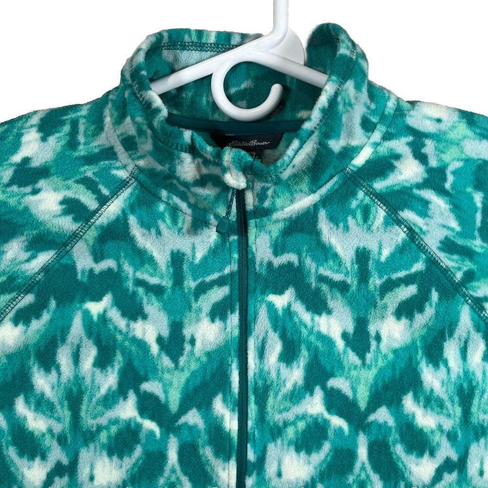 Eddie Bauer Women's Fleece Pullover XL Extra Large Teal Green 1/4 Zip Form Fit
